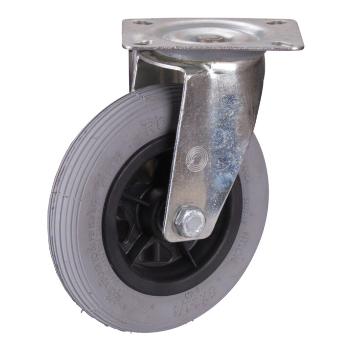 B-Ware Vari Ofit Lenkrolle Rolle Luftreifen 150x30mm Grau Rollenkorblagerung Stahlfelge