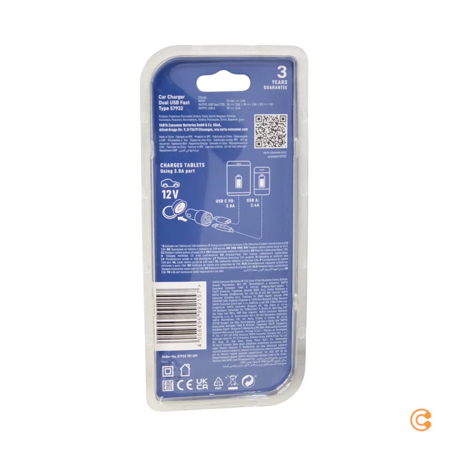 B-Ware Varta Auto Kfz Zigarettenanzünder Usb Ladegerät Schwarz 12 V 4 Stück - 4008496992157