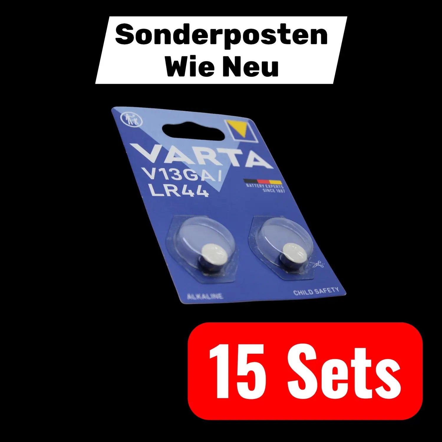 B-Ware Varta Batterie Knopfzelle Spezialbatterie Lr44 1 5 V 125m Ah Alkali Mangan 15 Sets - 4008496746347