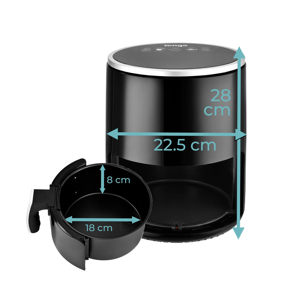 Venga Heißluftfritteuse Fritteuse Airfryer 25l Thermostat 80–200°C Touchscreen - 5413346357625