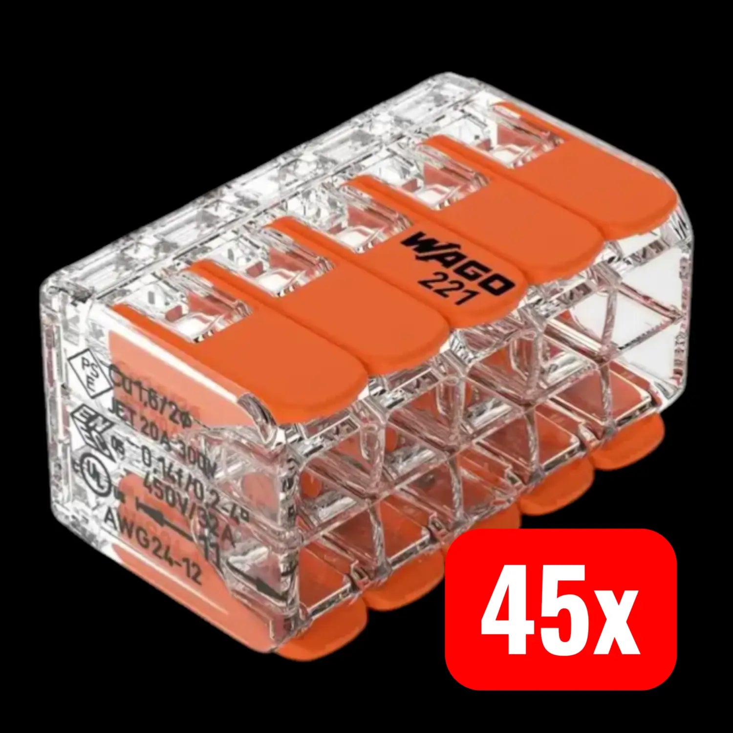 B-Ware Wago Verbindungsklemme Serie 22110 Polig Klemme Anschluss Verbinder 45 Stück - 2050012150062