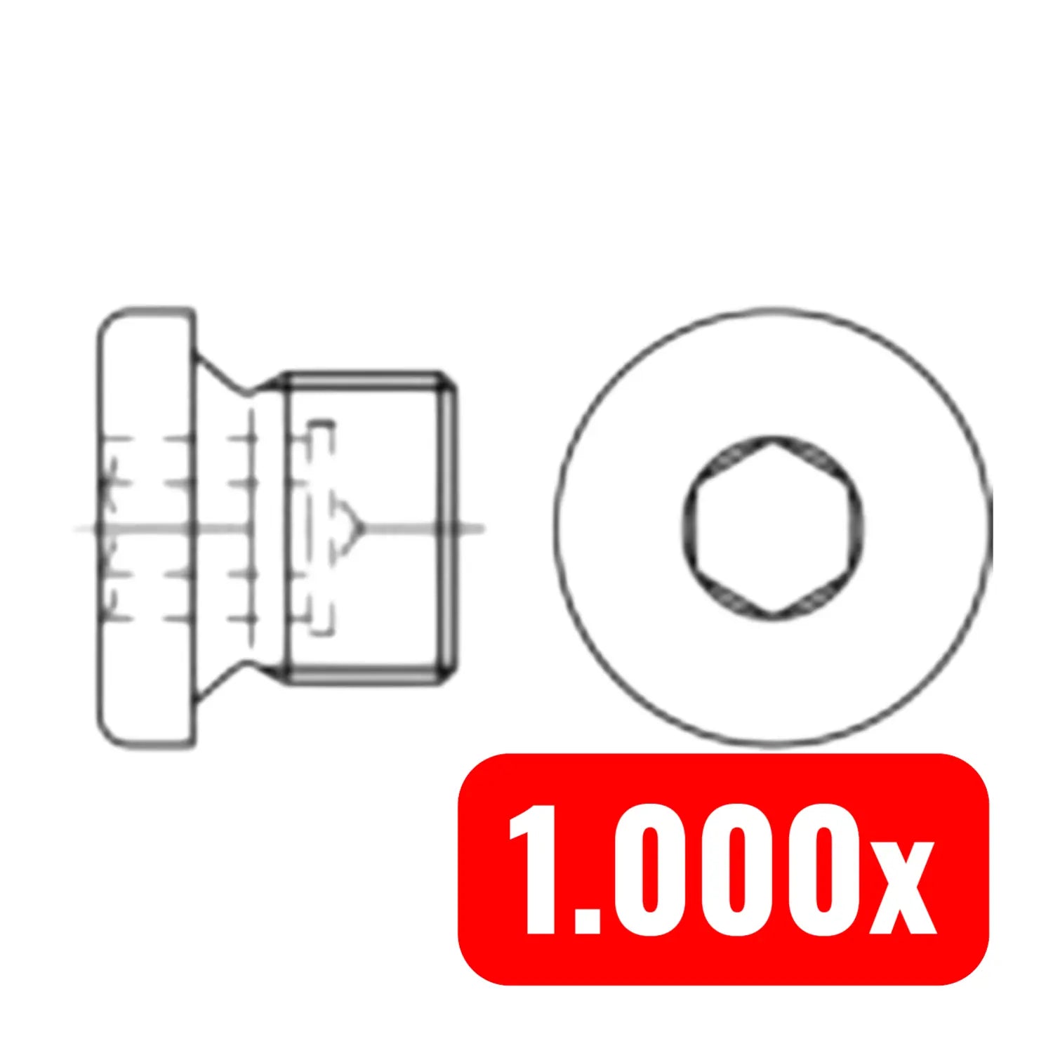 B-Ware Toolcraft 112726 Verschlussschrauben M10 Innensechskant Din 908 Stahl 1000 Stück - 4053199065523