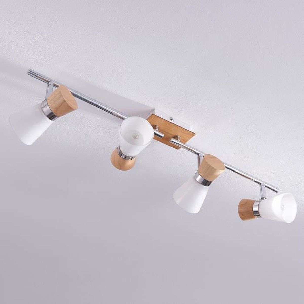 Lampenwelt Holz-Deckenstrahler Vivica 4-fl. Deckenlampe Deckenlampe Strahler - 4251096523546