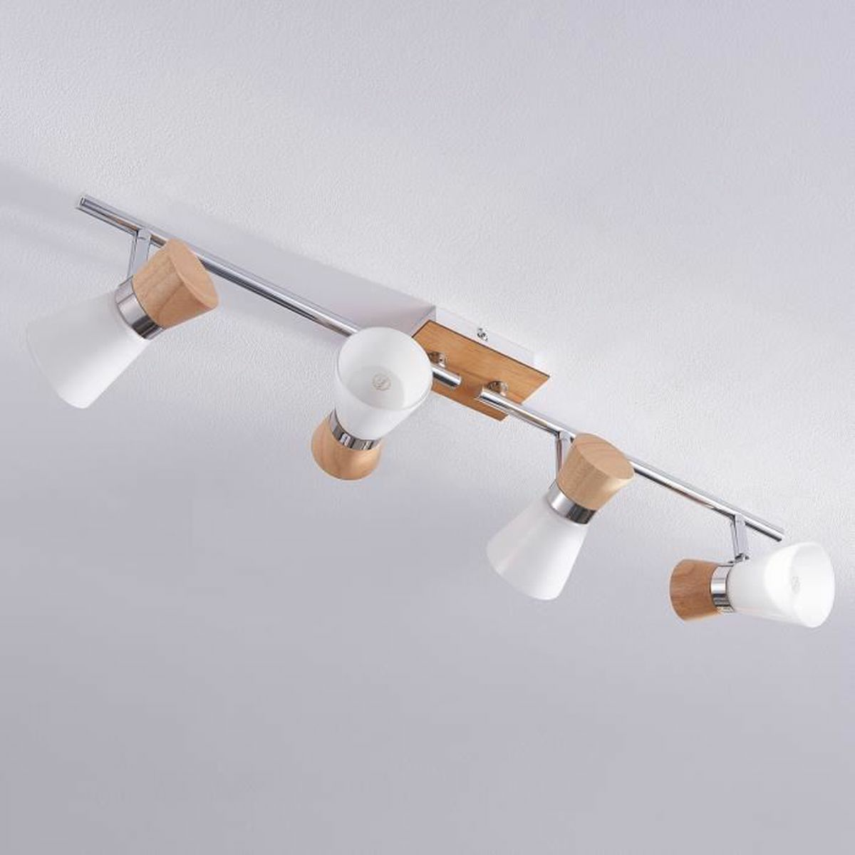 B-Ware Lampenwelt Holz Deckenstrahler Vivica 4 Fl. Deckenlampe Deckenlampe Strahler - 4251096523546