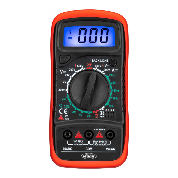 Vigor Digital Multimeter Messgerät Spannungsmesser V4324 Lcd Hintergrundlicht B-Ware - 4047728043243