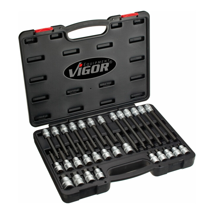 Vigor Schraubendreher Einsatz Set Innensechskant Vierkant 12,5 Mm 1/2 Zoll 30tlg B-Ware - 4047728019194