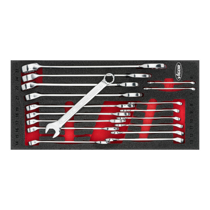 Vigor Ring Maulschlüssel Satz Set Außen Sechskant Profil Werkzeug 6 27mm 17tlg B-Ware - 4047728067485