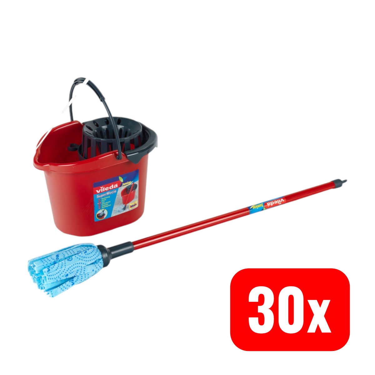Vileda Spielzeug Wischmopp-Set mit Eimer und Aufsatz Wischset Wischer 30 STÜCK - 4009847067227
