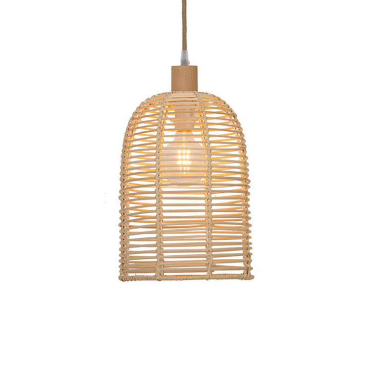 Viokef Hängeleuchte Hängelampe Bell Holz Hellbraun Rattan E27 Austauschbar Lampe B-Ware