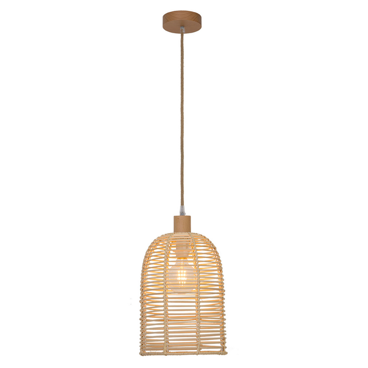 Viokef Hängeleuchte Hängelampe Bell Holz Hellbraun Rattan E27 Austauschbar Lampe B-Ware