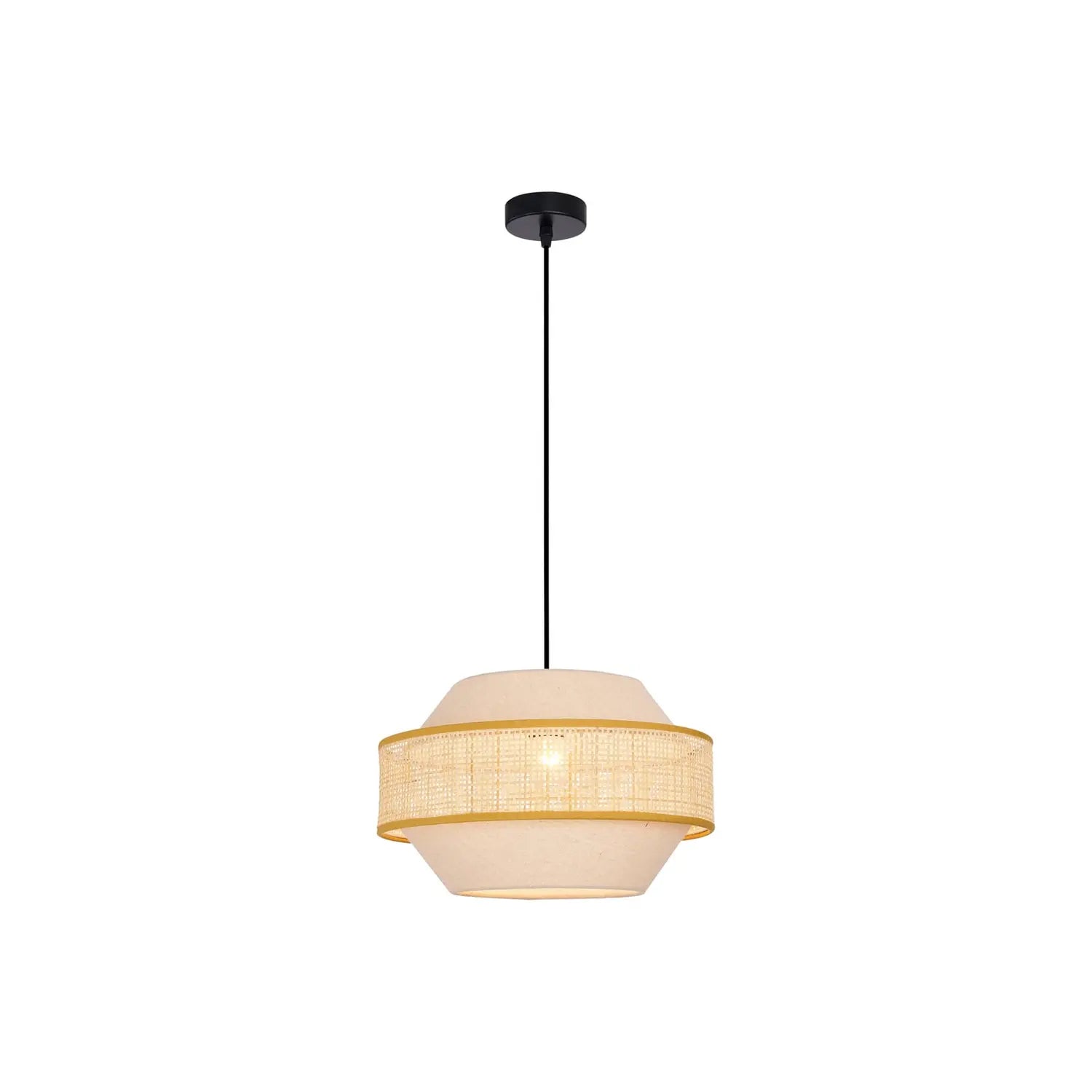 B-Ware Viokef Pendelleuchte Hängelampe Erica Rattan Textil Beige Schwarz E27 Led ø 35cm - 5201769095145