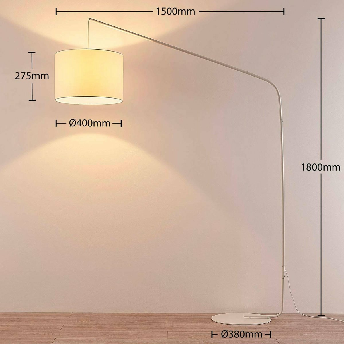 B-Ware Lindby Viskan Bogenstehleuchte Weiß Bogenlampe Stehlampe Standleuchte Lampe E27 - 4251096540345