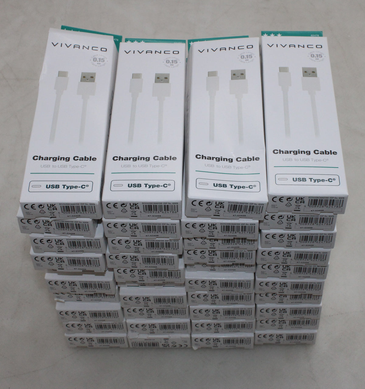 Vivanco USB-Kabel Anschlusskabel USB Datenkabel USB-C USB-A Weiß 0,15 m 40 STÜCK - 4008928624786