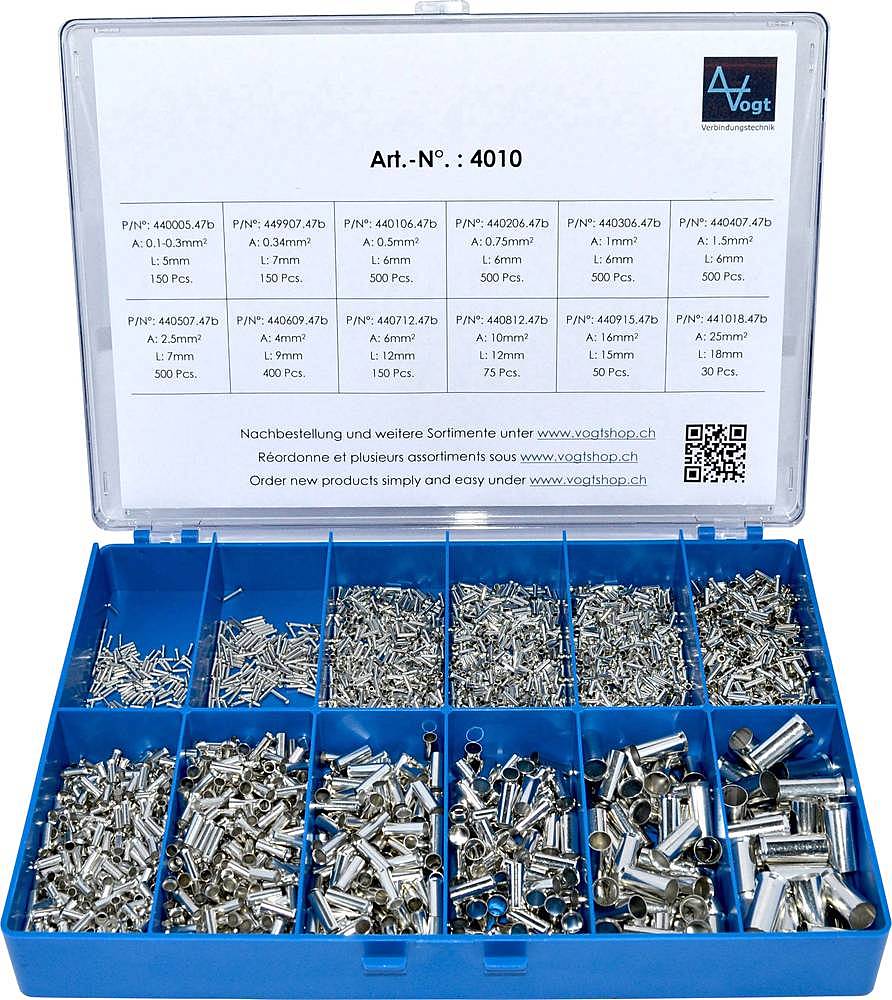 B-Ware Vogt Verbindungstechnik Aderendhülsen Sortiment 4010 Silber 3405 St. - 4053199519194
