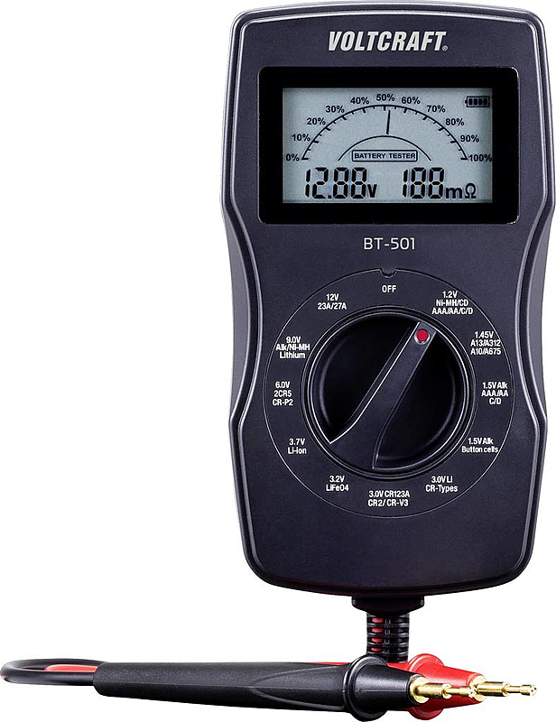 Testeur de batterie Voltcraft BT 501, indicateur de niveau de batterie, produit reconditionné.