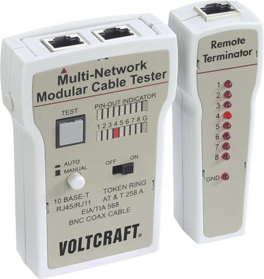 Voltcraft Ct 2 Kabeltester Geeignet Für Rj 45 Bnc Rj 11 Einzeladerprüfung B-Ware - 4016138520521