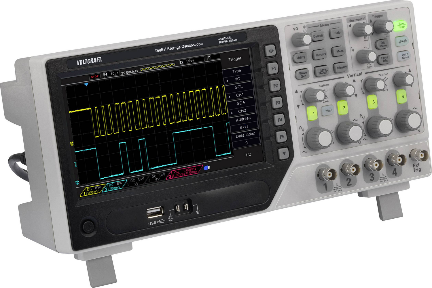 B-Ware Voltcraft Dso 1204 E Digital Oszilloskop 200 M Hz 4 Kanal  64 Kpts 8 Bit Messgerät - 4016139316819