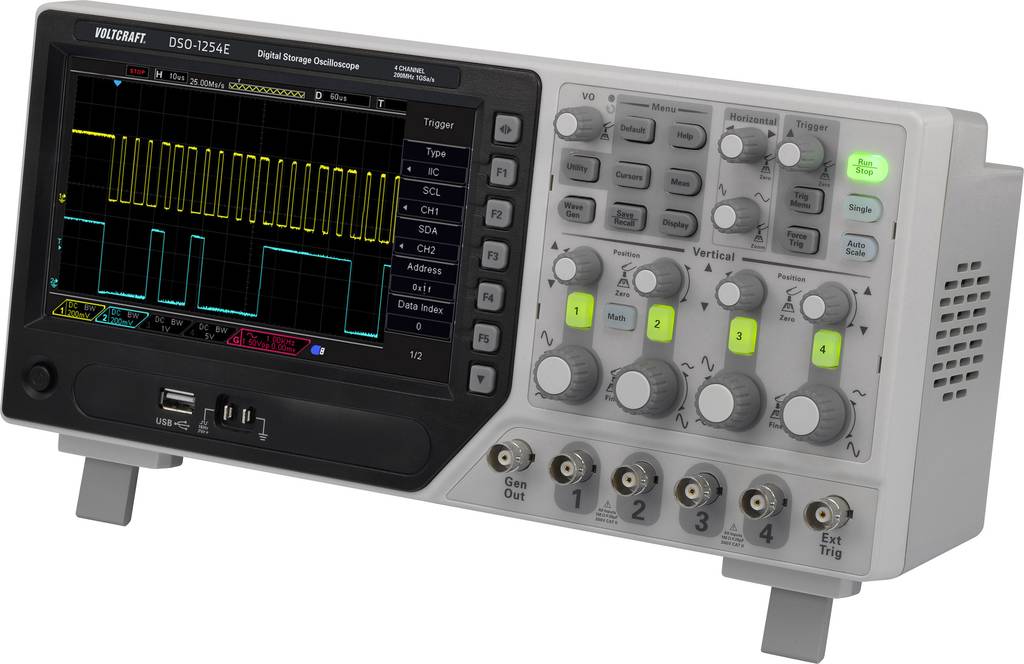 Voltcraft DSO-1204F Digital-Oszilloskop 200 MHz 4-Kanal 1 GSa/s 64 kpts 8 Bit - 4016139200040