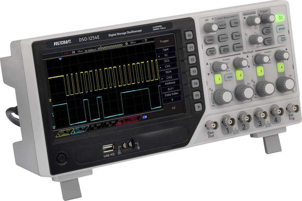 Voltcraft DSO-1204F Digital-Oszilloskop 200 MHz 4-Kanal 1 GSa/s 64 kpts 8 Bit - 4016139200040