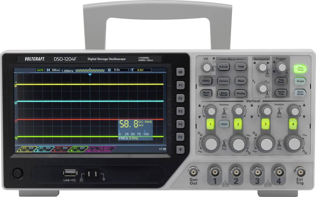 Voltcraft DSO-1204F Digital-Oszilloskop 200 MHz 4-Kanal 1 GSa/s 64 kpts 8 Bit - 4016139200040
