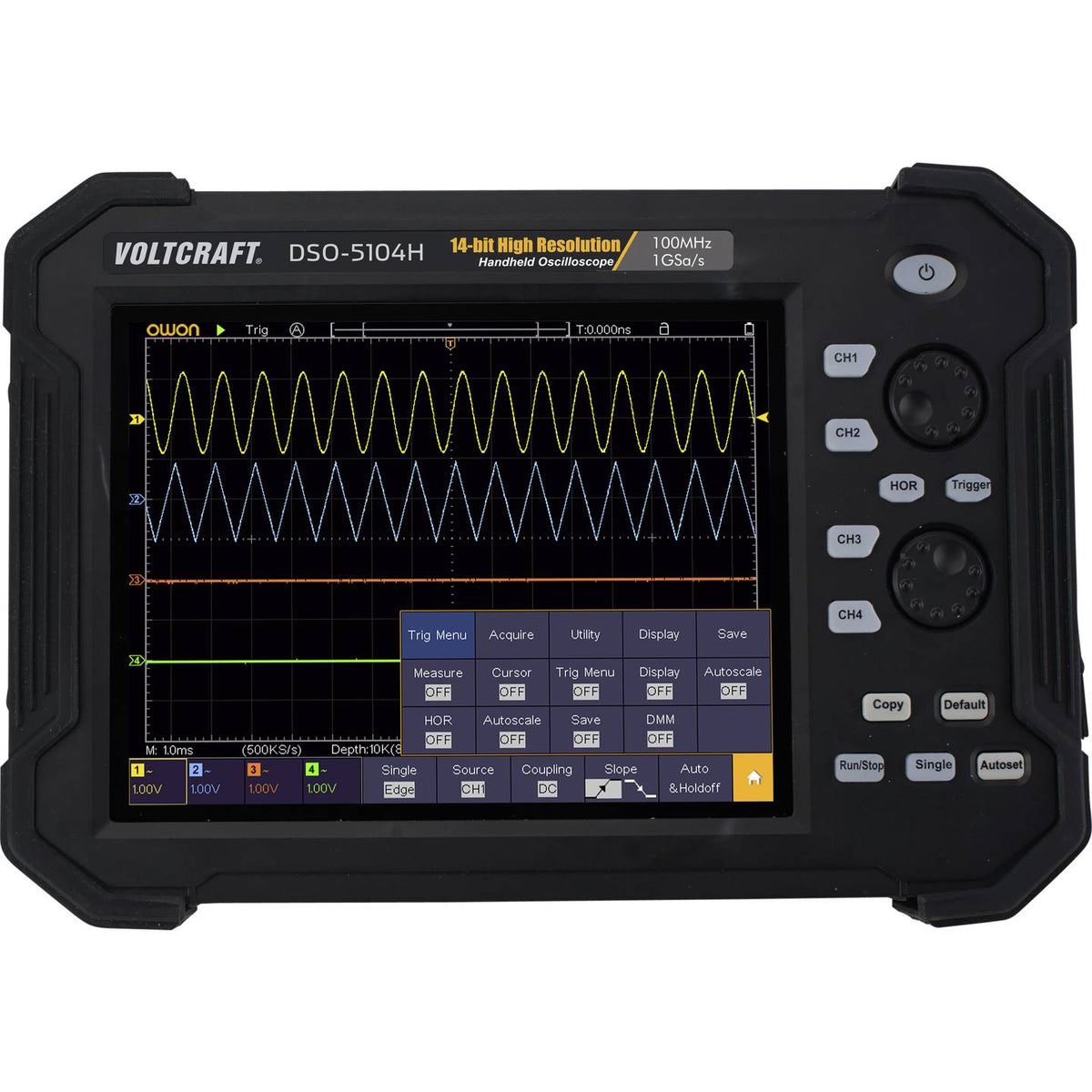 VOLTCRAFT Hand-Oszilloskop 100 MHz 4-Kanal 1 GSa/s 40Mpts 14Bit SIEHE TEXT/FOTO - 4064161075242