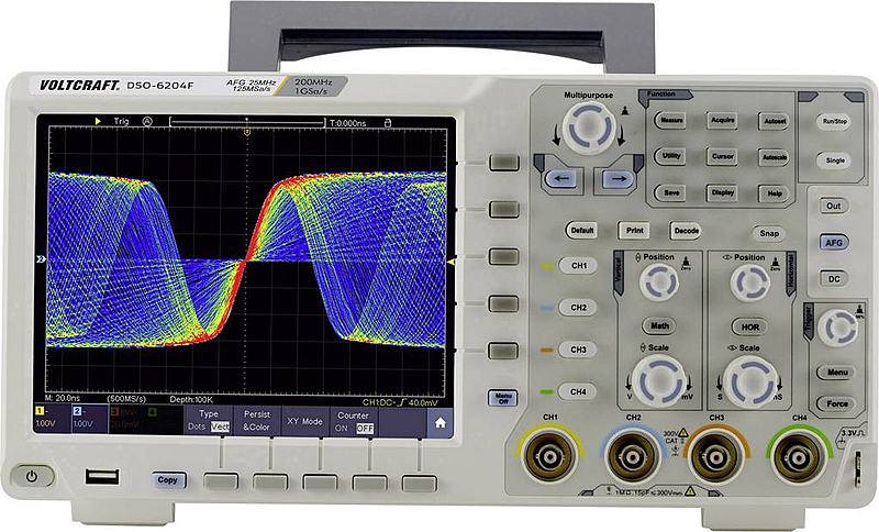 B-Ware Voltcraft Dso 6204 F Digital Oszilloskop 200 M Hz 4 Kanal 1 G Sa/S 40000 Kpts 8 Bit