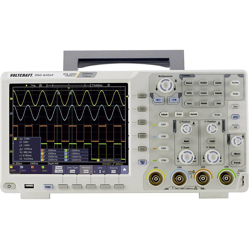 B-Ware Voltcraft Dso 6204 F Digital Oszilloskop 200 M Hz 4 Kanal 1 G Sa/S 40000 Kpts 8 Bit