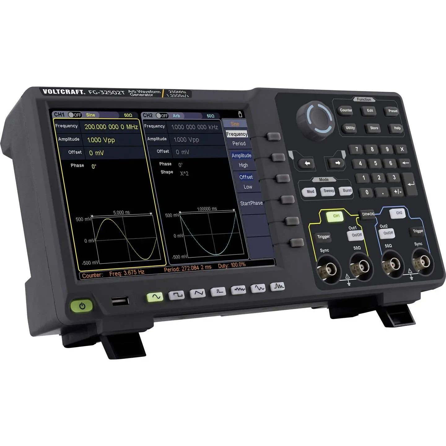 B-Ware Voltcraft Funktionsgenerator Signalgenerator Fg32502 T Netzbetrieben Dds 2 Kanal - 4053199951093