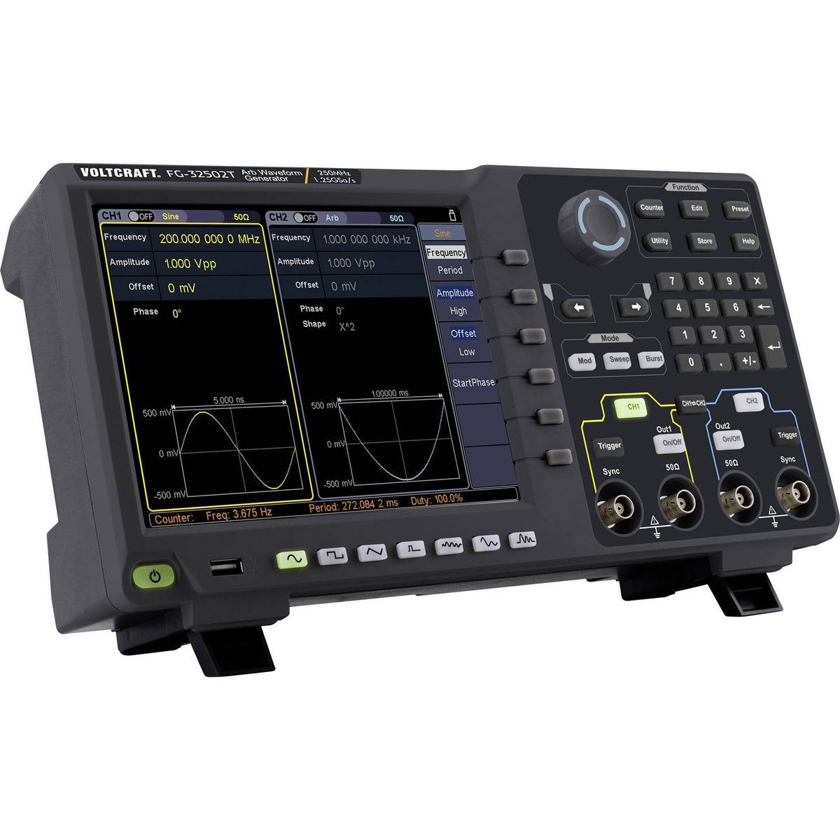 VOLTCRAFT Funktionsgenerator Signalgenerator FG32502T netzbetrieben DDS 2-Kanal - 4053199951093