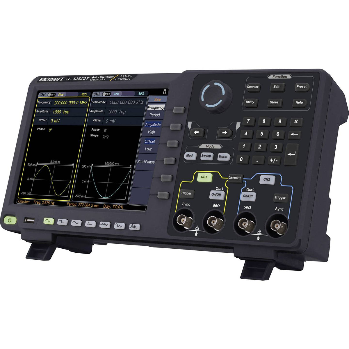 VOLTCRAFT Funktionsgenerator Signalgenerator FG32502T netzbetrieben DDS 2-Kanal - 4053199951093