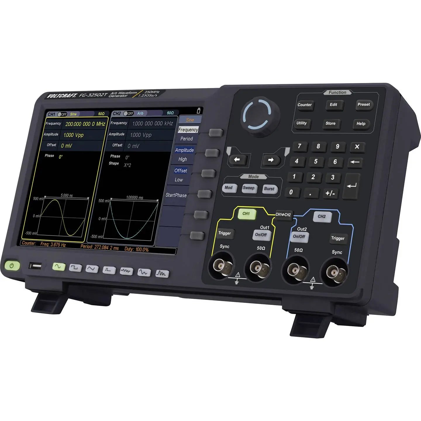 B-Ware Voltcraft Funktionsgenerator Signalgenerator Fg32502 T Netzbetrieben Dds 2 Kanal - 4053199951093