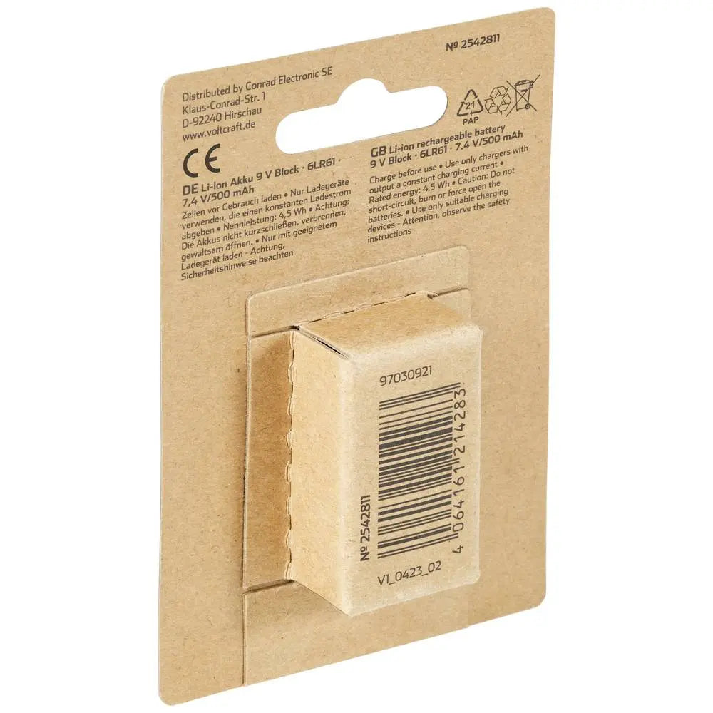 B-Ware Voltcraft 6 Lr61 9 V Block Akku Block Akku Batterie Li Ion 500 M Ah 7.4 V 3 Stück - 4064161214283