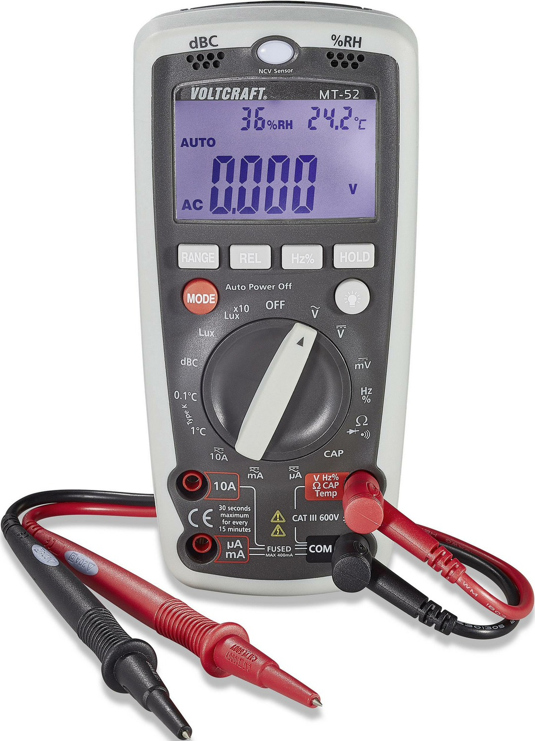 Voltcraft Mt 52 Se Hand Multimeter Messgerät Umwelt Messfunktion Cat Iii 600 V B-Ware - 4064161234281