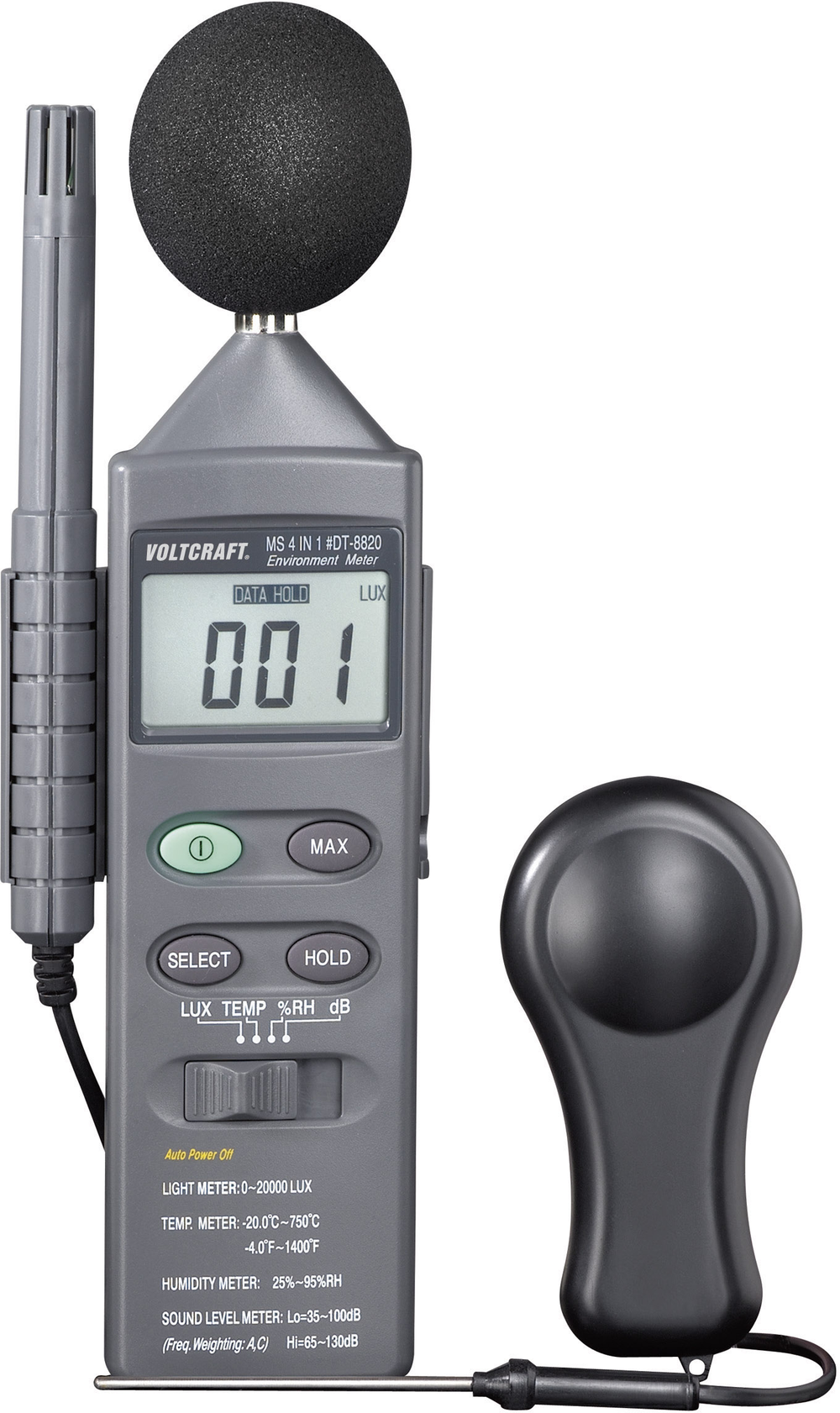 Voltcraft T 8820 Temperatur-Messgerät -20 -+750 °C Fühler-Typ K 4-in-1 Schwarz - 4016138523218