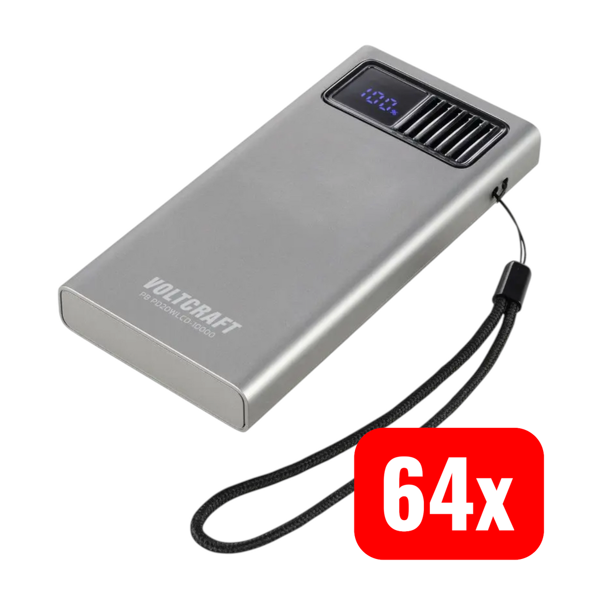 VOLTCRAFT Powerbank Akku Ladegerät Grau Fast Charge Power 10000 mAh 64 STÜCK - 4064161292779