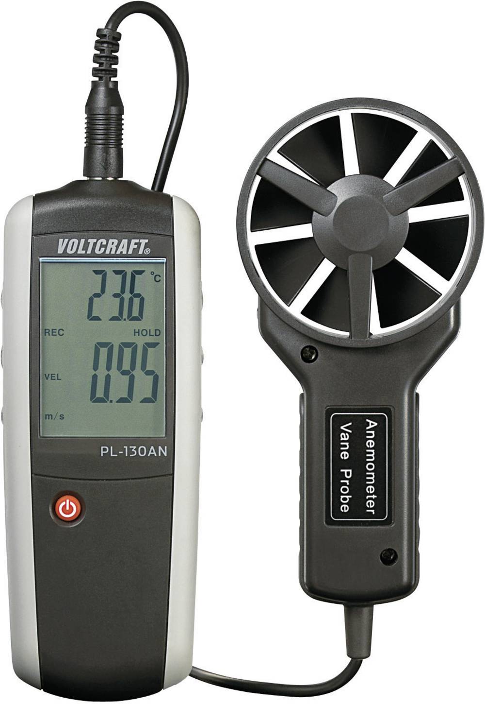 Voltcraft PL-130 AN Anemometer 0.4-30 m/s -10°C - 60°C Luftstrom- Windmesser - 4016138635010