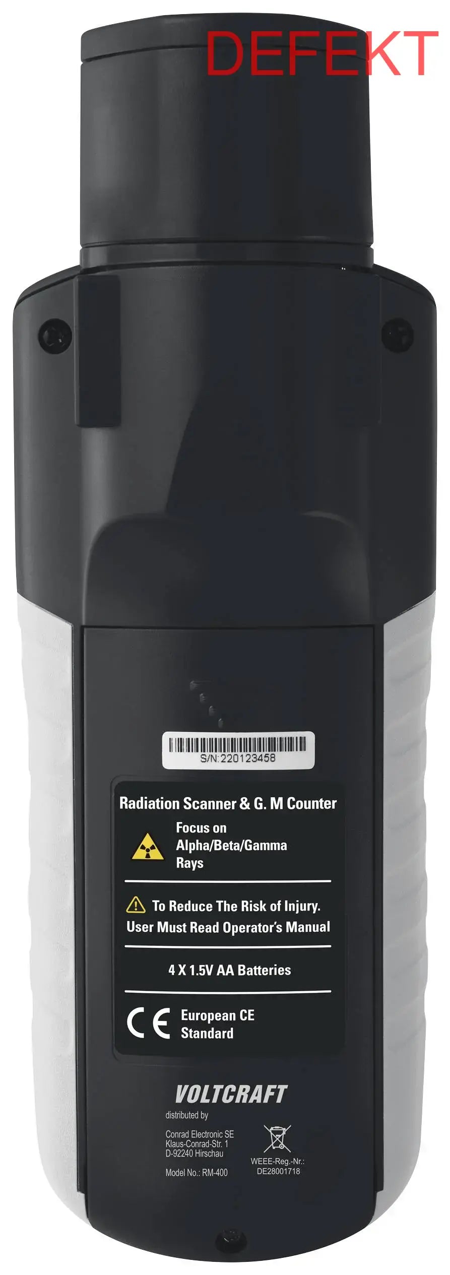 Voltcraft Rm 400 Geigerzähler Strahlung Alpha Beta Gamma Röntgen Defektware D-Ware - 4064161213118