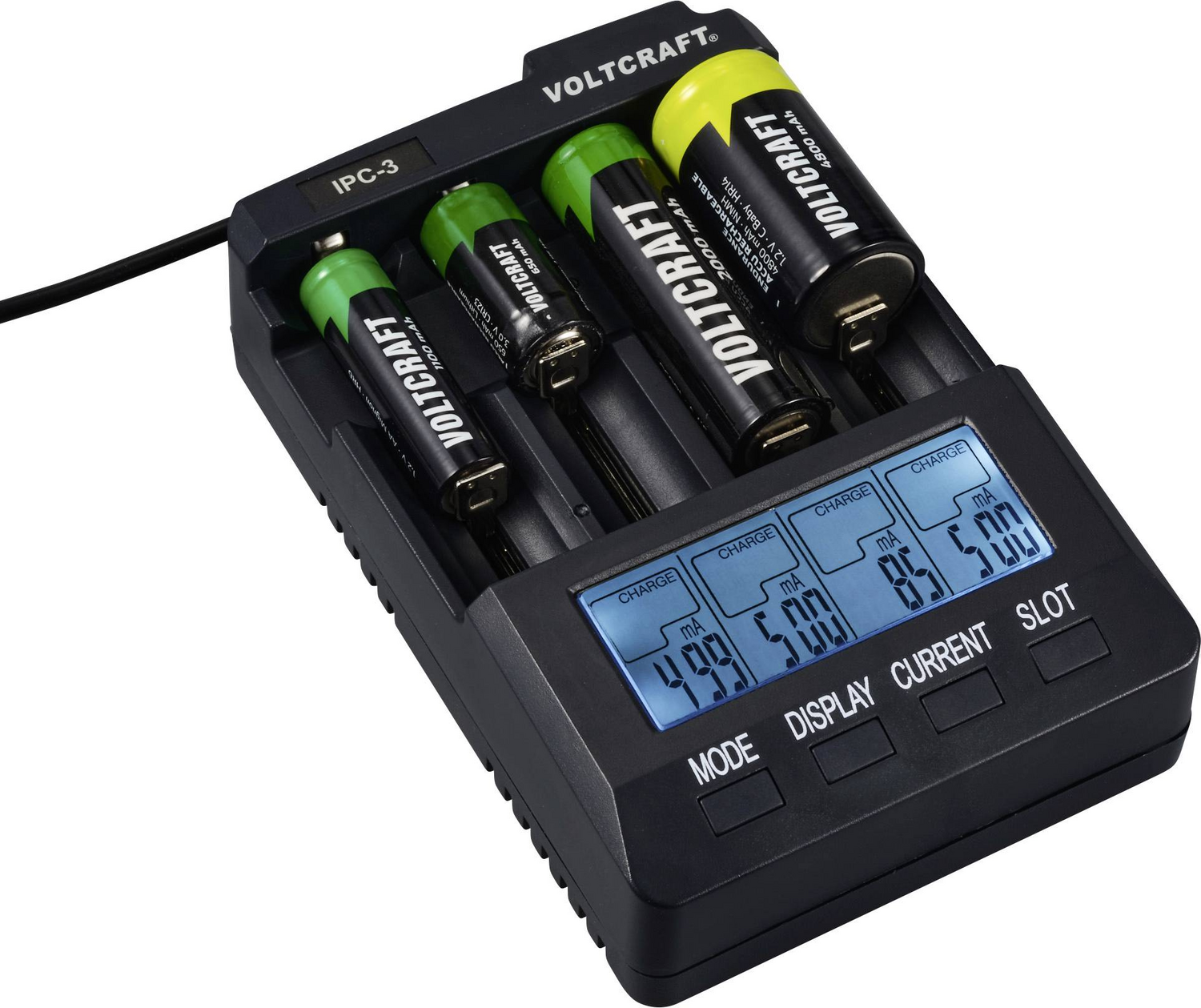 Chargeur Voltcraft IPC 3 cellules rondes (reconditionné) pour batteries NiCd, NiMH et Li-ion 321