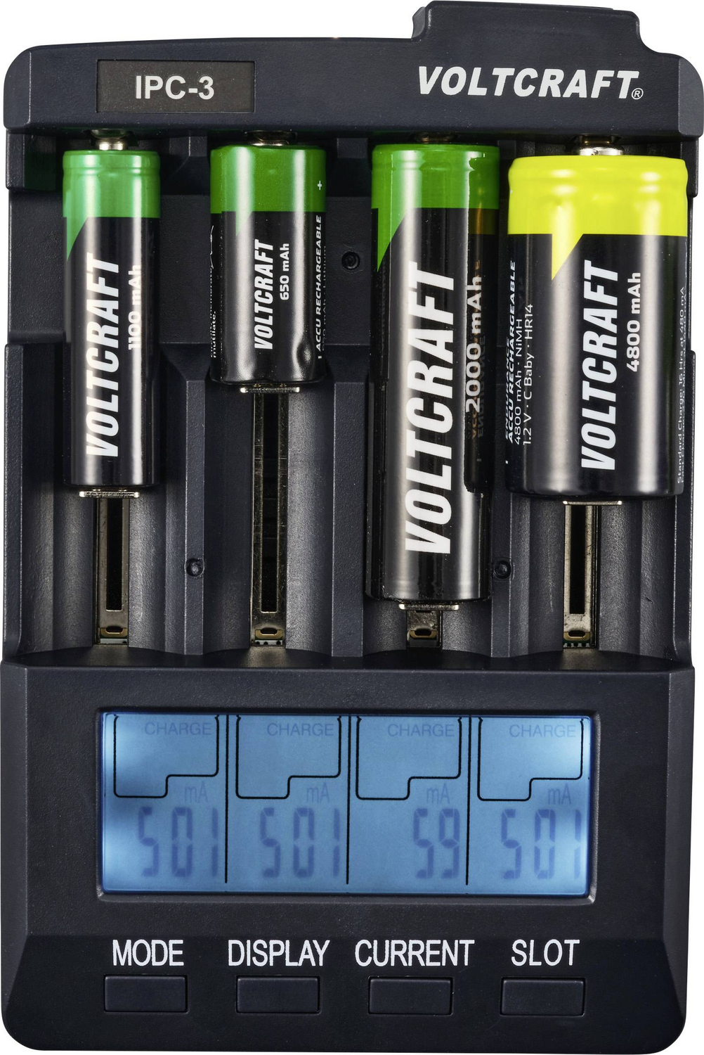 Chargeur Voltcraft IPC 3 cellules rondes (reconditionné) pour batteries NiCd, NiMH et Li-ion 321