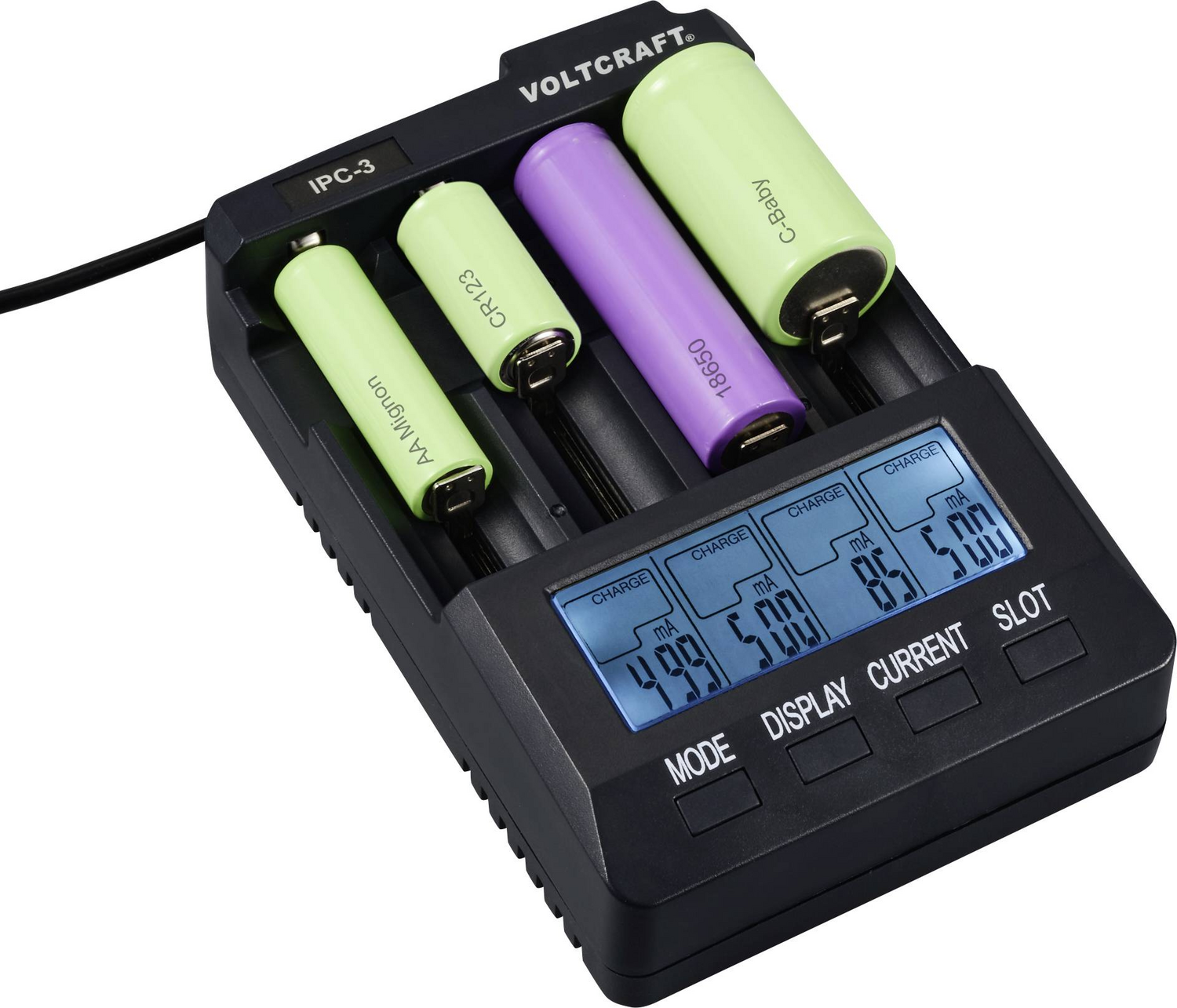 Chargeur Voltcraft IPC 3 cellules rondes (reconditionné) pour batteries NiCd, NiMH et Li-ion 321