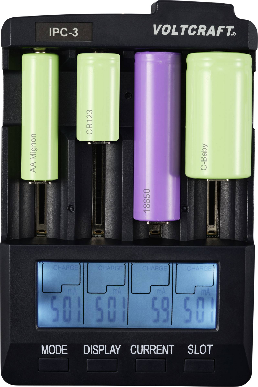 Chargeur Voltcraft IPC 3 cellules rondes (reconditionné) pour batteries NiCd, NiMH et Li-ion 321