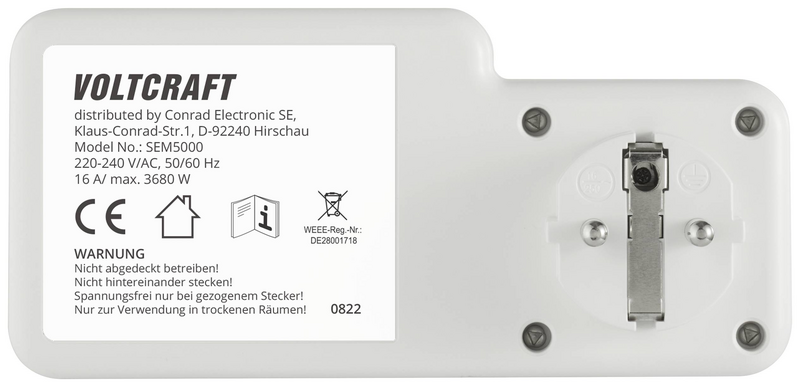B-Ware Voltcraft Energiekostenmessgerät Kostenprognose Alarmfunktion überspannungsal865
