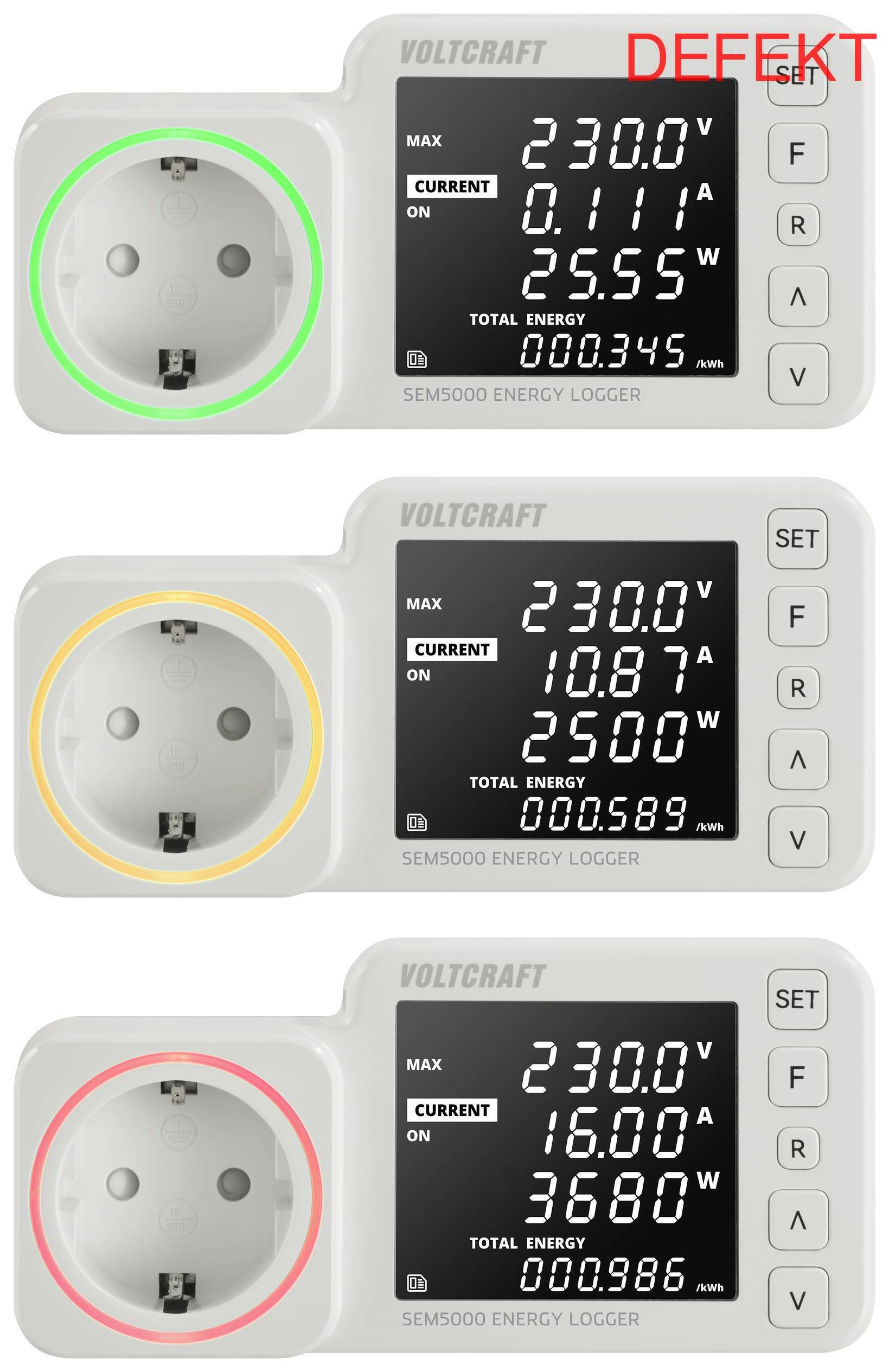 D-Ware Voltcraft Energiekostenmessgerät Kostenprognose überspannungsalarm Defektware - 4064161218847