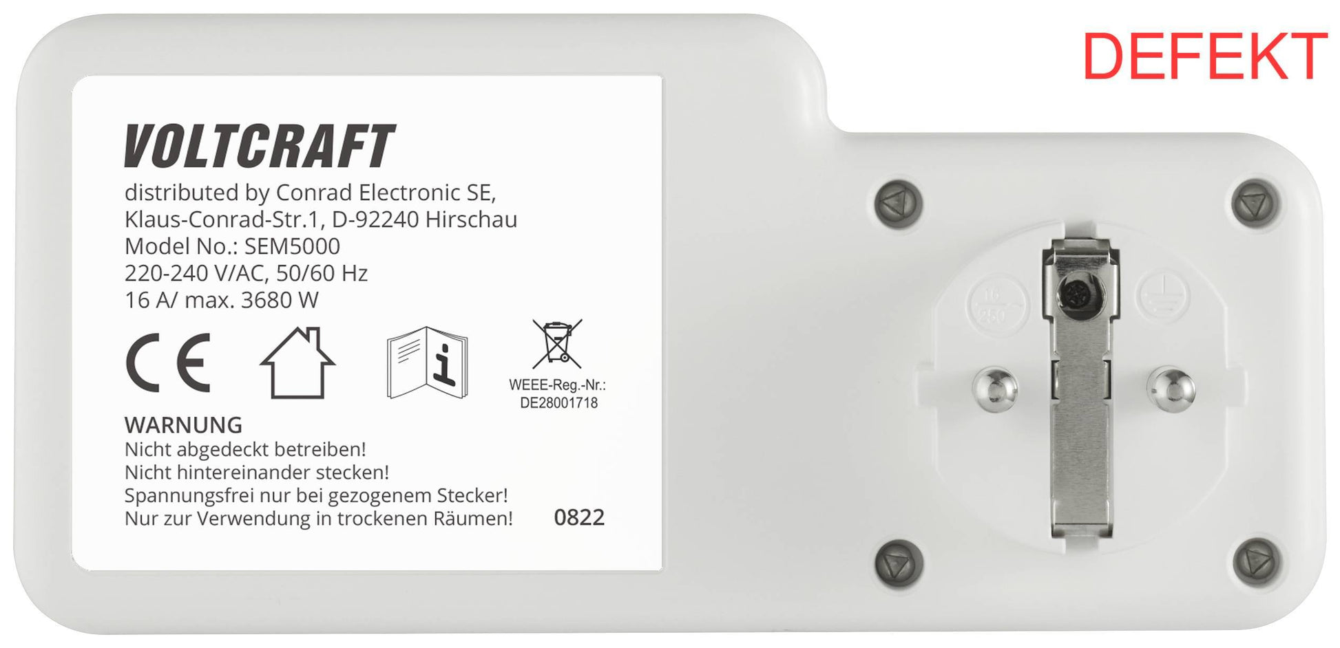 D-Ware Voltcraft Energiekostenmessgerät Kostenprognose überspannungsalarm Defektware - 4064161218847