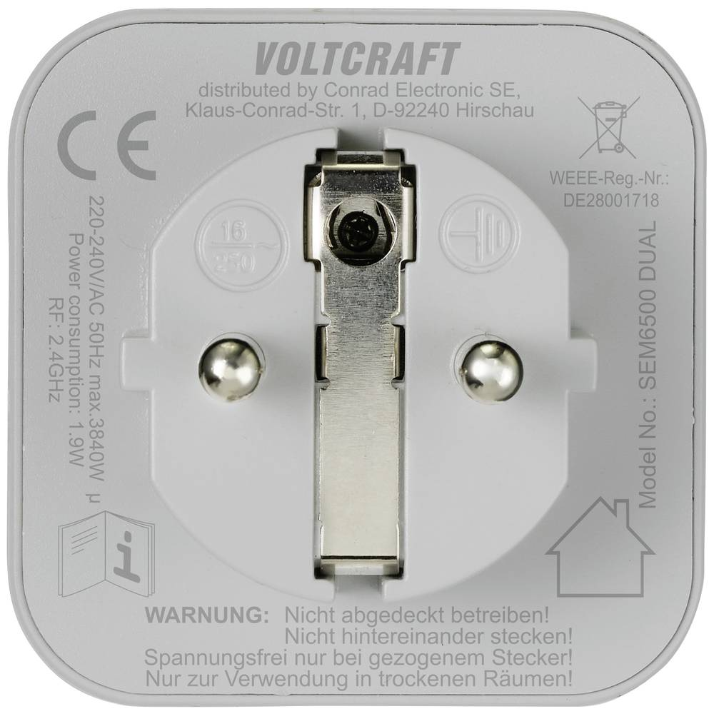 Voltcraft Sem6500 Dual Energiekosten Messgerät Funksteckdose Energiemonitor B-Ware - 4064161293073