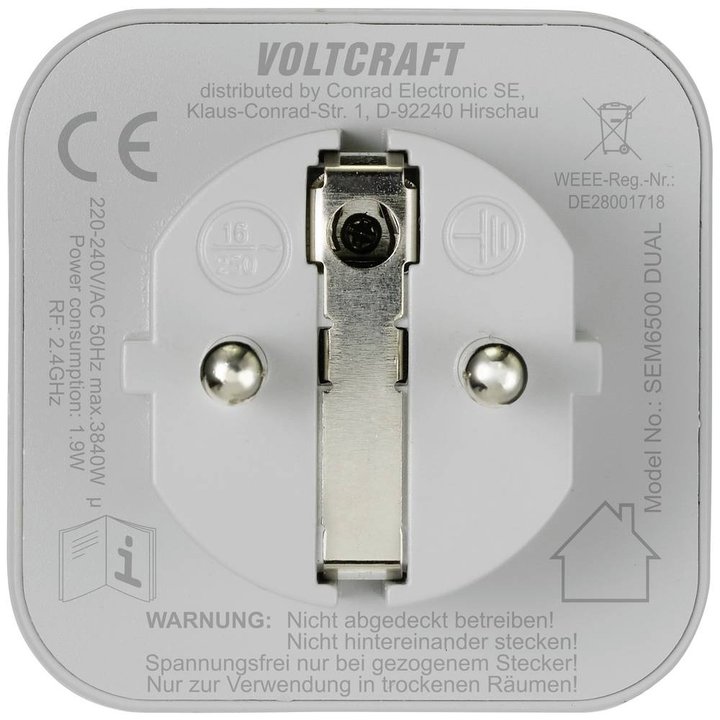 Voltcraft Sem6500 Dual Energiekosten Messgerät Funksteckdose Energiemonitor B-Ware - 4064161293073