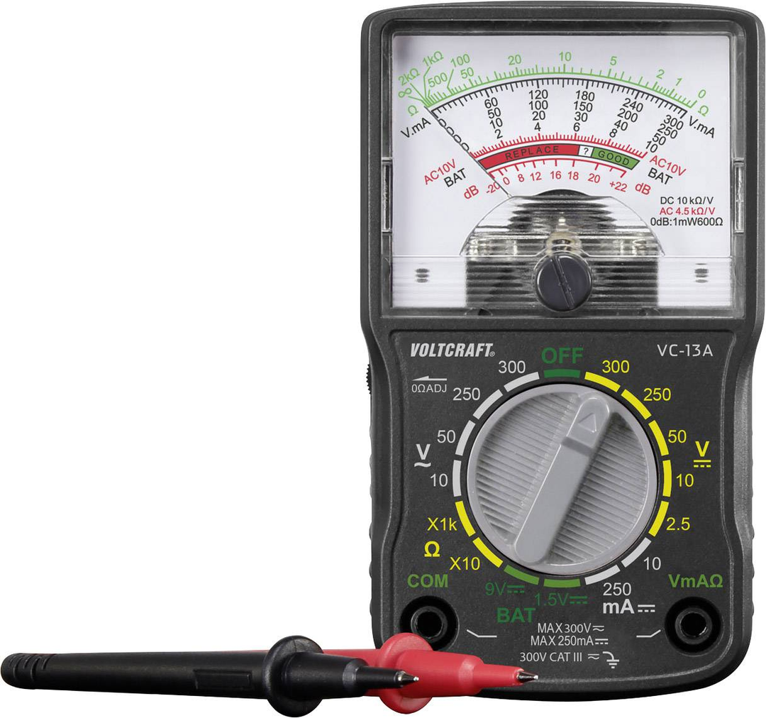 Voltcraft Hand Multimeter Analog Messtechnik Strom Vc 13 A  Cat Iii 300 V Schwarz  B-Ware - 4016139000909
