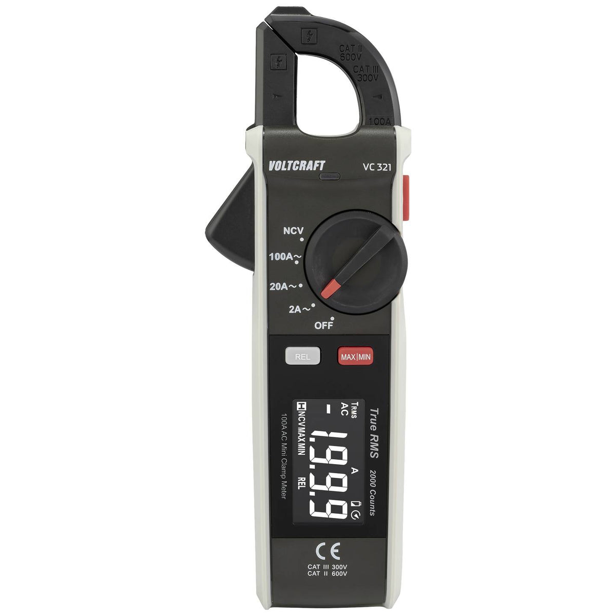 VOLTCRAFT Stromzange Zangenamperemeter Wechselstrommesser VC-321 ISO kalibriert - 4064161323336