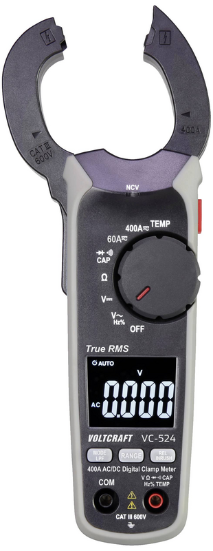 Pince ampèremétrique numérique Voltcraft VC 524 (CAT III, 600 V, affichage : 6000 points)