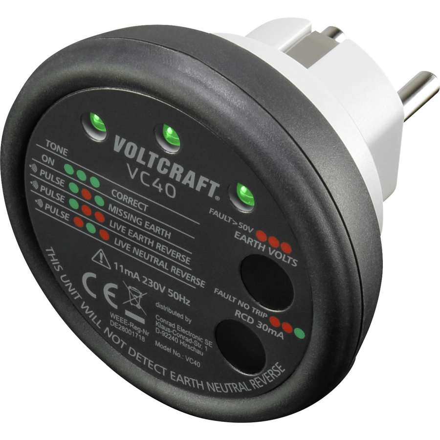 Volstcraft Vc40 Se Steckdosentester Steckdosenprüfgerät Steckdosenprüfer Tester  B-Ware - 4064161235516